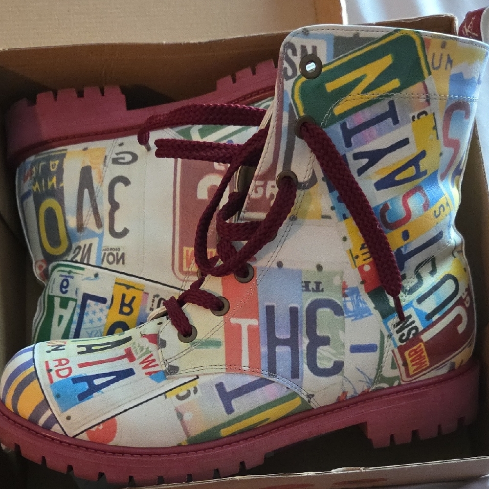 Colorful License Plate Boots